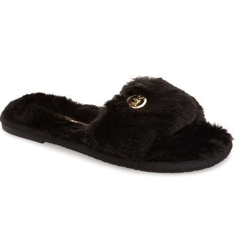 michael kors fur slide slippers|michael kors slippers for women.